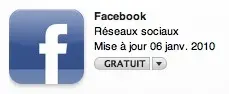 Facebook à jour sur l'iTunes Store