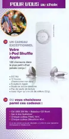 iPod Shuffle sans frais