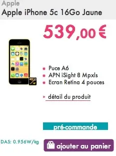 Sosh propose l'iPhone 5C à 539 €