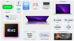 MacBook Pro 13" M2 : design inchangé avec Touch Bar mais performances en hausse