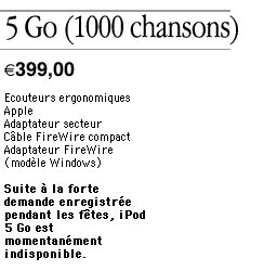 Illustration : iPod indisponibles ?
