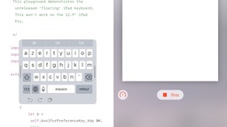 Le mini-clavier flottant de l'iPad se teste dans Swift Playgrounds