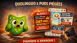 Scandaleux : quand Duolingo veut nous faire croire que notre iPhone a 247 virus !