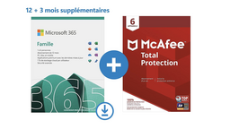 15 mois de Microsoft 365 Famille + McAfee à 75€ (-60%), Microsoft 365 Famille à 73€ (-26%)