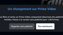 Amazon Prime Video sans pub, c'est 1,99€ en plus par mois !