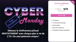 #CyberMonday : 2To de pCloud à vie + chiffrement à €350 !  (-76% !)