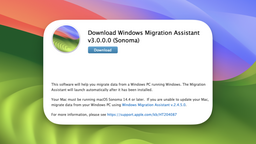 Une version de l'assistant migration depuis Windows dédiée pour macOS Sonoma