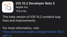 Une troisième bêta pour iOS/iPadOS/tvOS 15.2, watchOS 8.3 et macOS 12.1