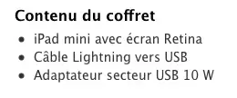 iPad mini retina : un modèle 128Go et un adaptateur 10Watts !