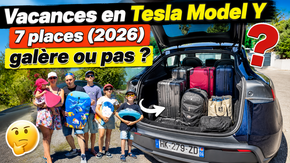 Essai Model Y 7 places 2026 : peut-on vraiment partir en vacances en famille avec des bagages ?