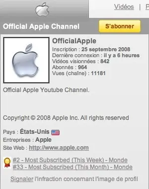 Apple a désormais sa chaîne sur YouTube
