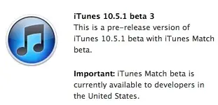 iTunes 10.5.1 bêta 3 raffine iTunes Match