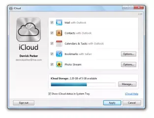 Mise à jour du panneau de contrôle iCloud pour Windows