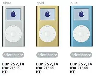 iPod mini pour 257 Euros !