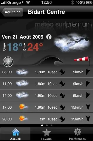 Météo spéciale surfeur sur l'AppStore