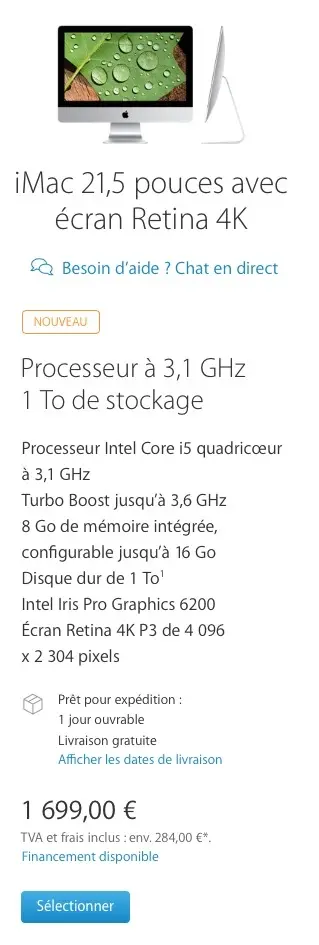 Apple lance un iMac 21" à écran 4k ! (MAJ : disponible sur le Store Fr)