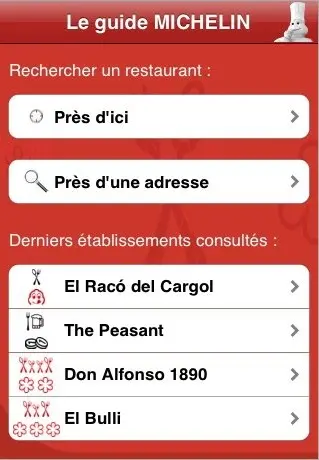 Le guide Michelin sur iPhone et Touch