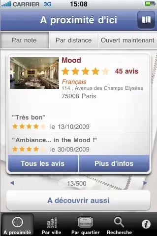 Cityvox restaurants disponible pour l'iPhone !