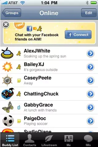 AIM sur iPhone apporte le tchat Facebook