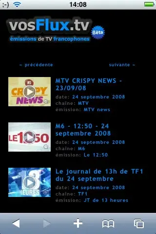 i.vosFlux.tv, des émissions de TV sur votre iPhone