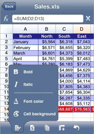 MobileFiles Pro édite les fichiers Excel sur iPhone