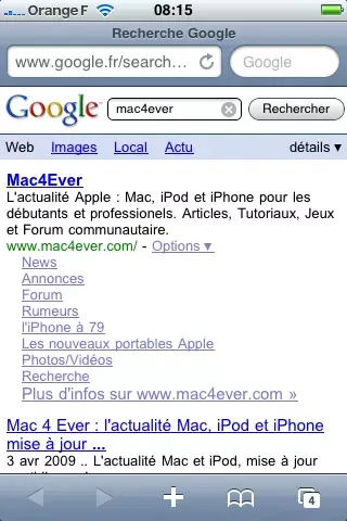 La recherche sur iPhone via Google Mobile