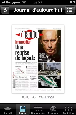 Libé en application sur iPhone