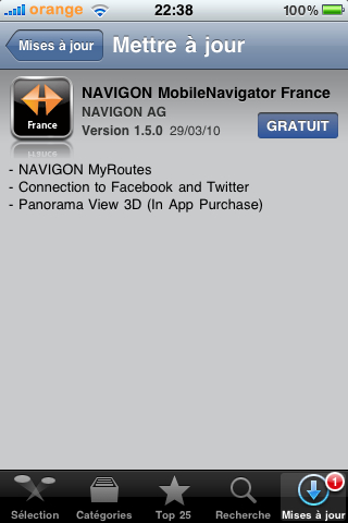 Navigon MobileNavigator mis à jour en version 1.5.0