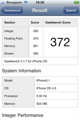 Les benchs de l'iPhone 3 GS et de l'iPhone 4