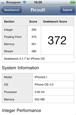 Les benchs de l'iPhone 3 GS et de l'iPhone 4