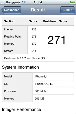 Les benchs de l'iPhone 3 GS et de l'iPhone 4