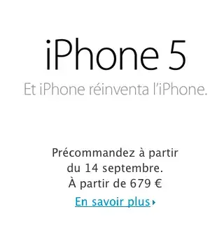 iPhone 5 : à partir de 679,00 € sur l'Apple Store