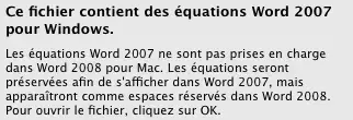 Rétro... Incompatibilité dans Office 2008:mac ?