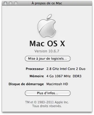 Lion : À propos de ce Mac évolue