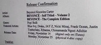 Beyoncé pourrait lancer un deuxième album exclusivement sur iTunes le 14 novembre