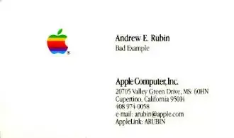 Insolite : Andy Rubin a encore ses vieilles cartes de visite d'Apple