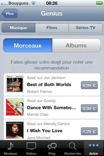 Genius sur iTunes pour iOS