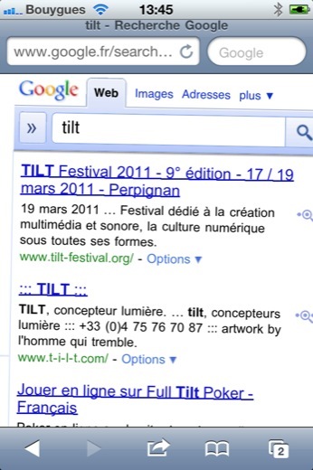 Quand "tilt" fait pencher la recherche Google sur iPhone
