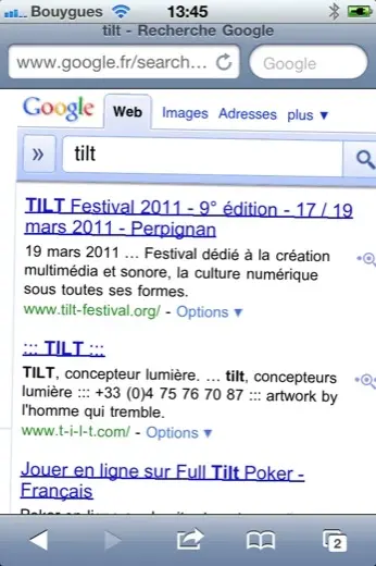 Quand "tilt" fait pencher la recherche Google sur iPhone