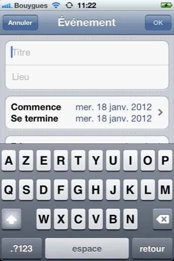 Astuce iOS : création rapide d'un nouvel événement 