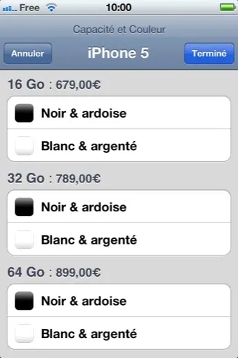 iPhone 5 : les prix en euros de toute la gamme 