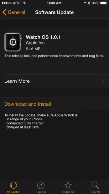 AppleWatch : une mise à jour du WatchOS