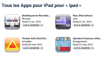 Les applications pour iPad sur l'iTS