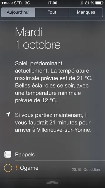 Plans iOS 7 vous dit combien de temps il vous faudra pour rentrer à la maison