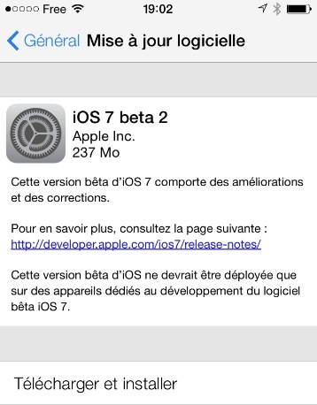 La seconde bêta d'iOS 7 disponible au téléchargement pour les développeurs