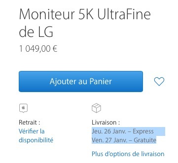 L'écran LG 5K UltraFine disponible sous 1 à 2 jours en France !