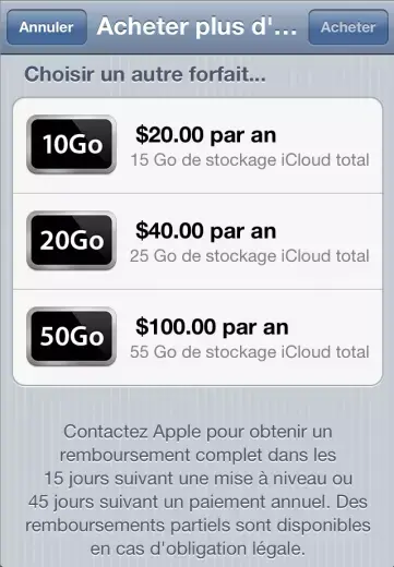 iCloud : 80 Euros pour 50Go