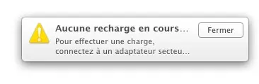 Astuce : supprimer la notification "Aucune recharge en cours" sous Mavericks