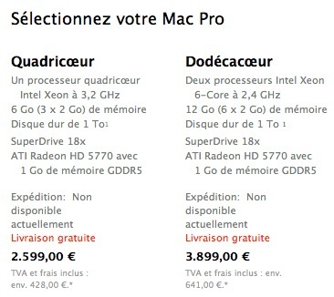 Plus de Mac Pro en France et en globalement en Europe, sinon sur le Refurb