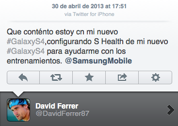 Quand David Ferrer encense le Galaxy S4 depuis... son iPhone